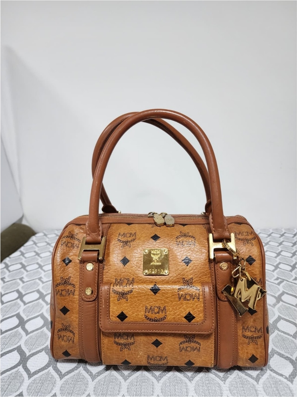 MCM Boston Pocket Shoulder Bag Brown